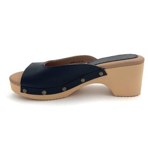 Custom Ladies Backless Heeled Mules With Rubber Sole Material