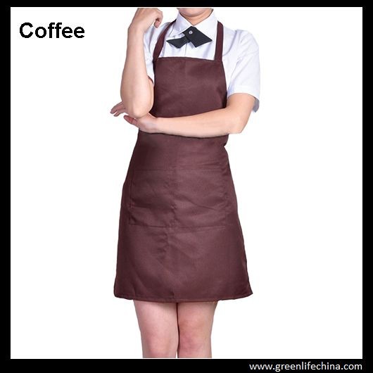 Dirty resistant coffee color unisex working apron with 2pockets for coffee shop