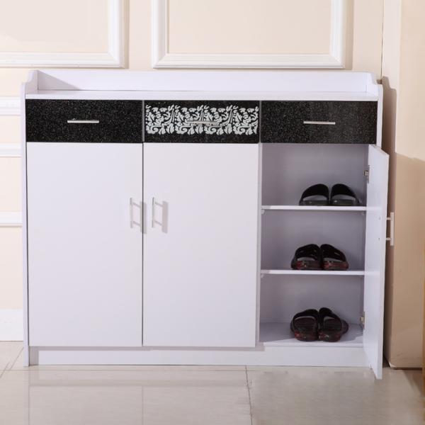 Melamine MDF Wood Shoe Cabinet Cabinet 3 Doors 100cm Height