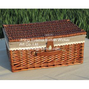 wicker storage basket with cover mat