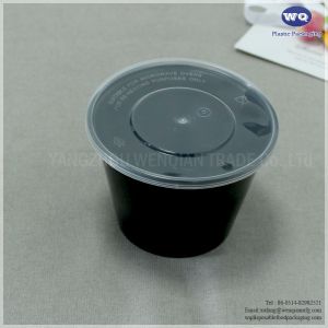 850ml Single Use PP Black Soup Bowl With Leak Proof Clear Lids-Disposable Soup