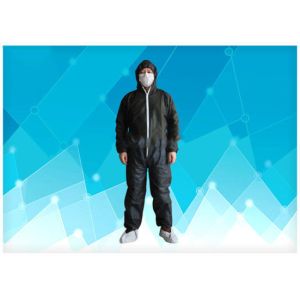 China Black Color Disposable Clean Room Suits Bacteria Resistance For Lab / Clinic on sale