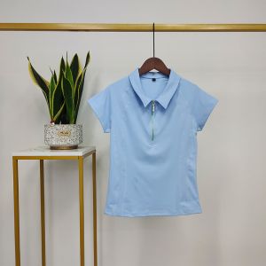 China Light Blue Women Base Layers Equestrian Clothes Shirt Zipper Quickly Drying on sale