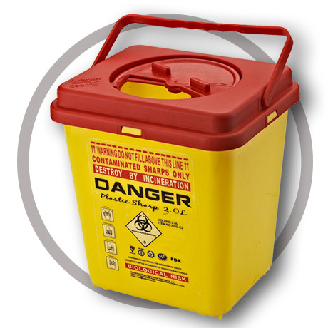 3 Litre Sharps disposal container, Sliding Lid, Red,Sharps Container |