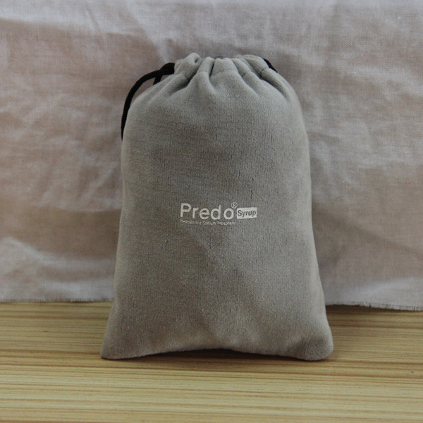 Quality Light Grey Velvet 15x20cm Drawstring Jewelry Bag wholesale