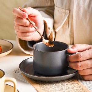 Nordic Design Style Handmade Ceramic Coffee Mug And Saucer Set For Sustainable