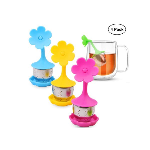 6x6x12.5cm Stainless Steel Tea Infuser Strainer With Drip Tray With BPA Silicone