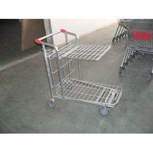Cheap Store supermarket Warehouse Cargo Trolley with foldable platform and 5 inch casters for sale
