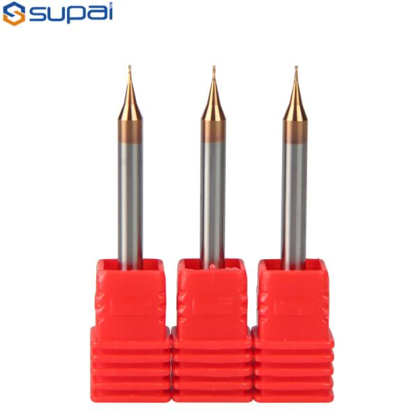 Metal Working Carbide Micro Grain End Mills Long Working Life TiAlN Coating 0.2mm 0.4mm