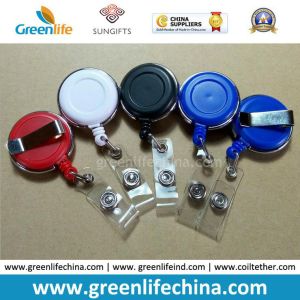 Solid Color Round Retractable Badge Reel W/Silver Frame