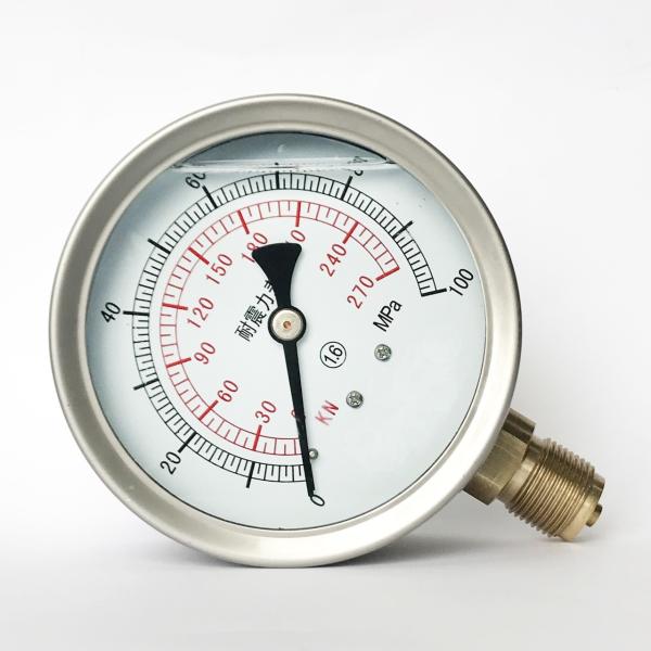 Quality 100mm 100 MPa Vibration-proof Manometer Glycerin Liquid Filled Pressure Gauge wholesale
