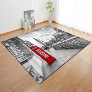 Retro Paris Tower Pink Flower Carpet with Printed Crawling Pad