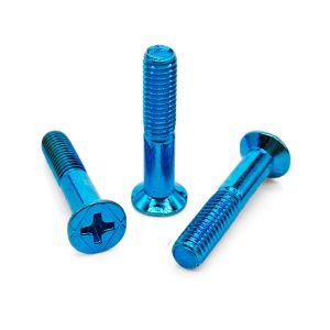 Cobalt Blue PVD Coated Countersunk Phillips Screw Partial Thread & 316L