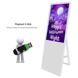 Portable Flexible Floor Standing Digital Signage 24 Bit Flodable LCD Advertising