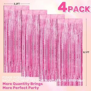 Backdrop For Party Decorations, Foil Fringe Backdrop Curtains, Tinsel Streamers