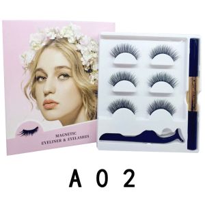 Cheap Reusable 2 Pairs Black Magnetic False Lashes With Glue Free for sale