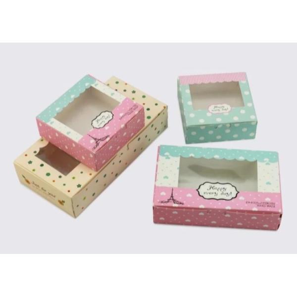 Quality White Card Paper Disposable 400gsm Donut Packaging Boxes With Clear Window For Bakery Bread Pastry wholesale