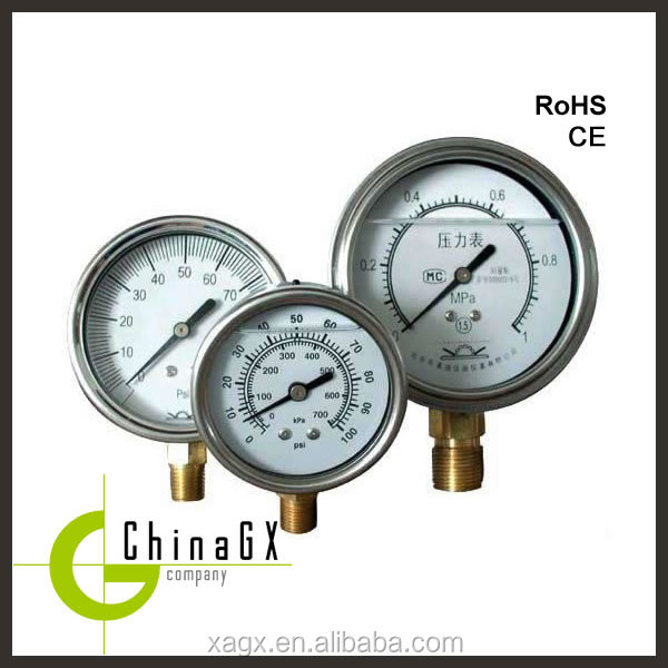 Aluminium Silicone Oil Filled Oxygen Nitrogen Pressure Gauge 60mm / 2.5"