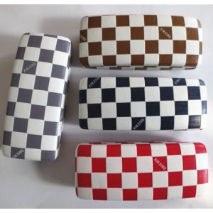 Cheap Fashionable glasses cases with white check leather design for sale