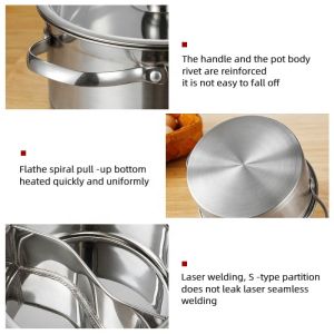 Factory Price Silver Kitchenware Soup Pot Double-flavor Cooking Pot Mini Hotpots