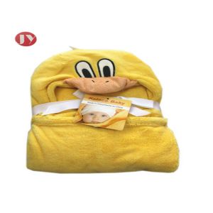 China Soft Baby Hooded Blanket Microplush Swaddle Cute Animal Design For Kids on sale