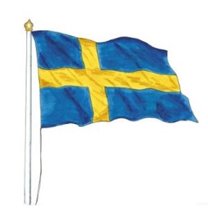Cheap 100% Polyester Dark Blue Swedish Flag With Plastic Hook Sweden Flag for sale