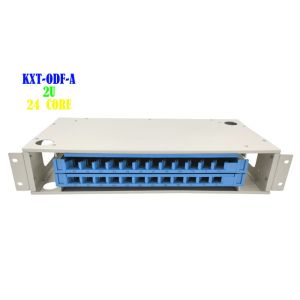 FTTB Rack Fiber Patch Panel , Terminal 2U 24 Way Cat6 Patch Panel Splice Tray