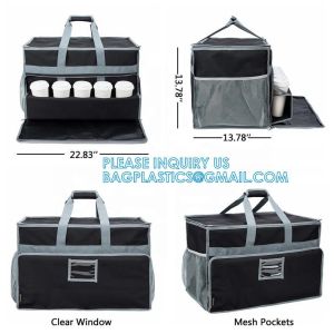 Insulated Food Delivery Bag with Support Frame and Plastic Bottom Plate,Grocery