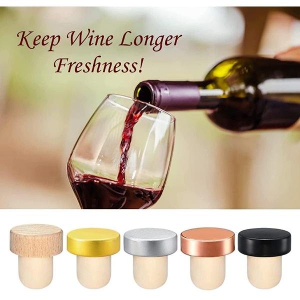 Aluminium-Plastic Customied T Shape Wine Corks Wooden Bar Top Cap Wine Bottle Stoppers