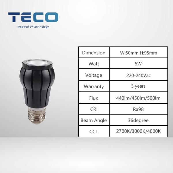 5W 230V PAR16 LED Spotlight Indoor 36 Degree 2700k Very Warm White Color