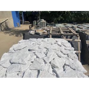 White Marble Irregular Random Flagstone for Wall, Loose Stone Wall Cladding