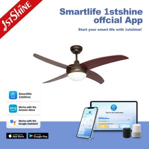 1stshine Natural Wind 4 MDF Blades LED Ceiling Fan with Light and Remote Modern