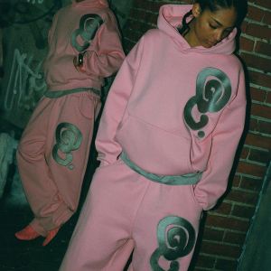 Custom French Terry Pink Oversized Hoodie and Sweatpants Set with 350grams