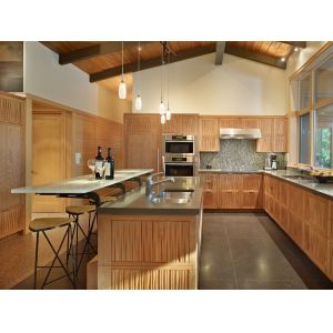 Modern Design Handleless Wood Grain Kitchen Cabinet For Homeowner And Builder