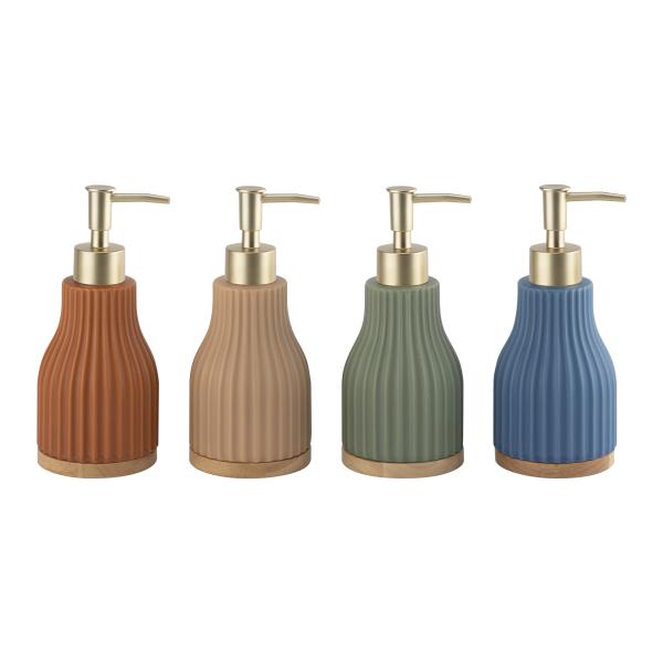 Khaki Vertical Stripes Ceramic Bathroom Accessories Set Gold Parts Foaming Soap Dispenser Ceramic