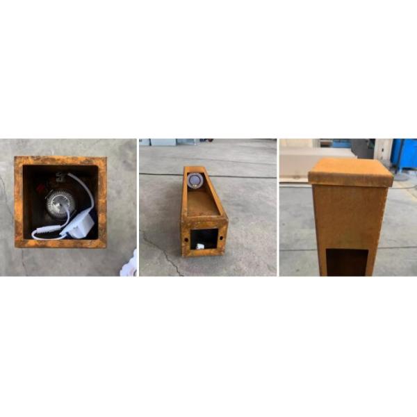 Multicolour Rusty Corten Metal LED Bollard Lighting Box For Yard Garden