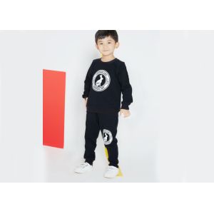 China Black Kids Boys Clothes Boys Crew Neck Sweater And Long Pant Big Rubber Printing on sale