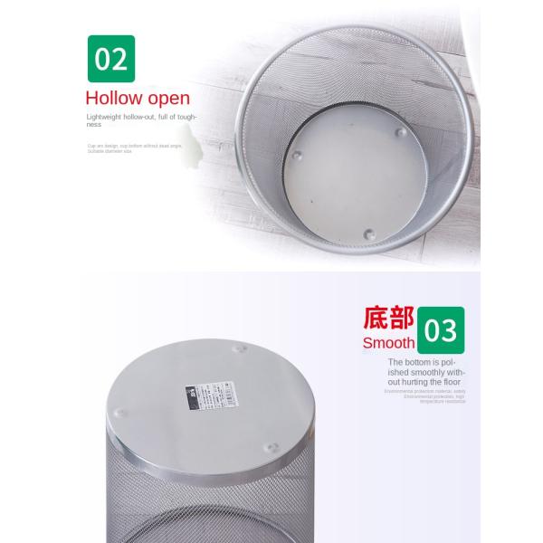 Large Home Office Kitchen Bathroom Waste Bin Barbed Wire Uncovered Paper Basket Metal Iron Trash Can