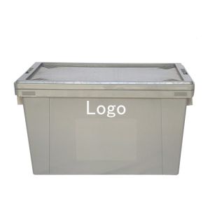 China Nestable Crate Storage Plastic Containers moving box Stackable Attached Lid Containers on sale