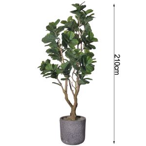 Multi-Stem 7ft Artificial Ficus Lyrata Faux Fiddle Leaf Fig Plant For Lobby