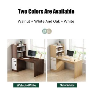 Minimalist Computer Table with Bookshelf and Drawer Cabinet