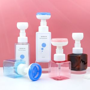 Plastic foam pump bottle with bionic flower foam pump head for dense foam and