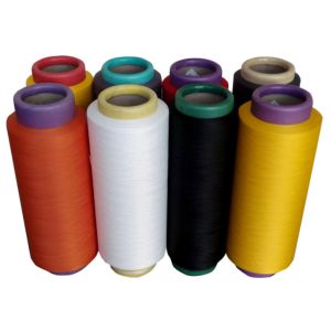 China Black Dyed Colors 300D 100% Polyester Filament Yarn Knitting Weaving Fabric on sale