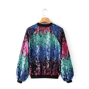 Ladies Ma1 Bomber Jacket With Gradient Sequin Design 100% Polyester
