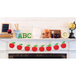4.2*4.8 Inch Back To School 2mm Felt Apple Pattern Flags Classroom Decorations