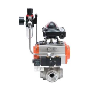 Cheap Smooth Media Control Threaded Ss Pneumatic Three Way Ball Valve with NPT Connection for sale
