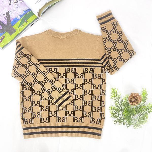 Quality Knitted Cotton letter stripe pattern Ribbed hem Baby Boy kids Wear Pullover Sweater for Winter wholesale
