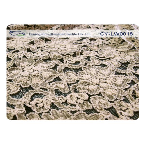 Elastic Flower Cotton Nylon Lace Fabric Elegant Anti Shrink CY-LW0018
