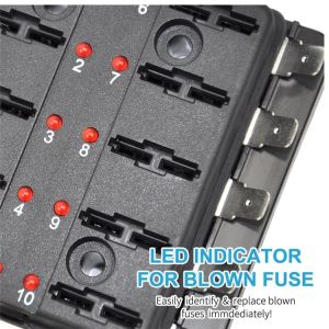 10 Way Blade Fuse Blocks ATO 125g Trike Fuse Holder With Cover