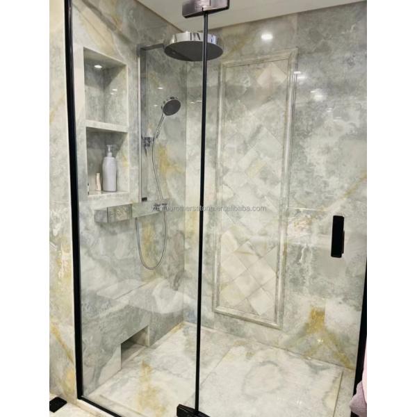 Modern Backlit Green Onyx Stone Slab 30mm Thickness for Graphic Living Room Jade Wall